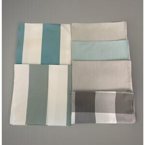 6 Kravet Couture Aqua Gray Striped and Plaid Fabric Samples 24"x24"